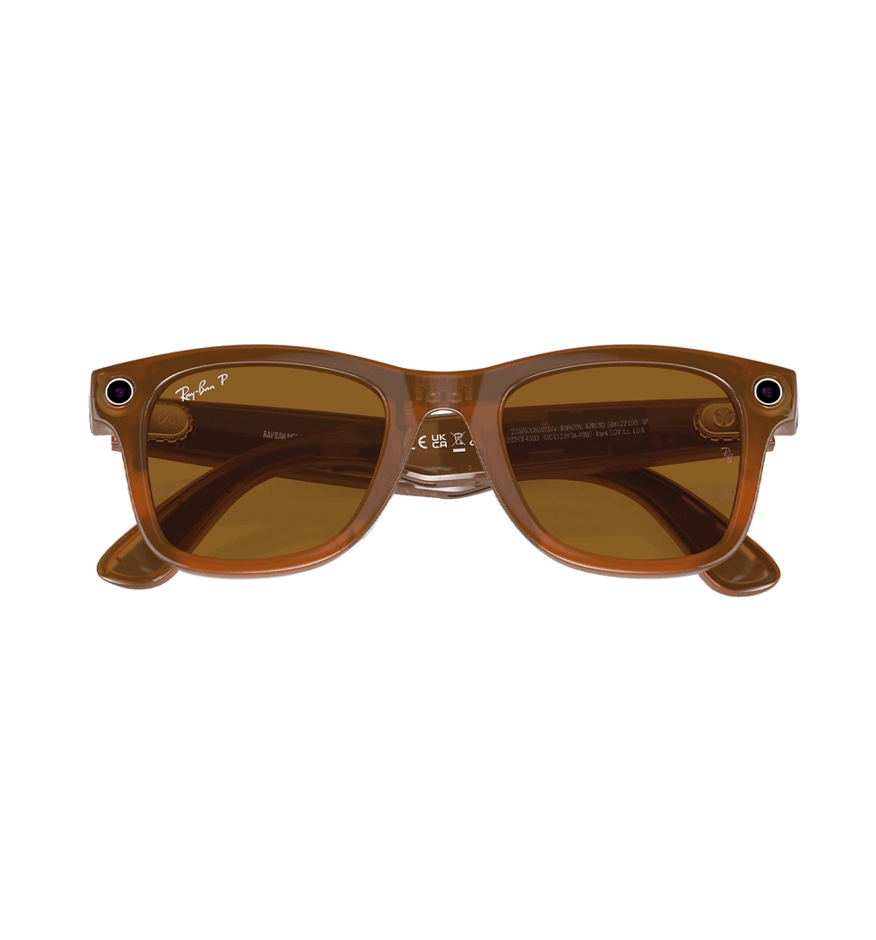 Смарт-окуляри Ray-Ban Meta Wayfarer Shiny Caramel/Polar Brown size L  - фото окулярів в складеному вигляді
