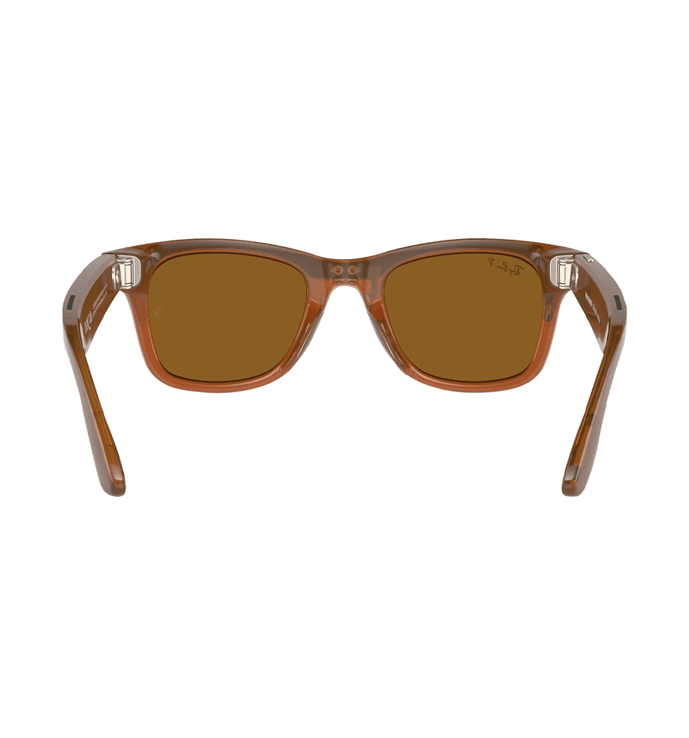 Смарт-окуляри Ray-Ban Meta Wayfarer Shiny Caramel/Polar Brown size L  - фото окулярів ззаду