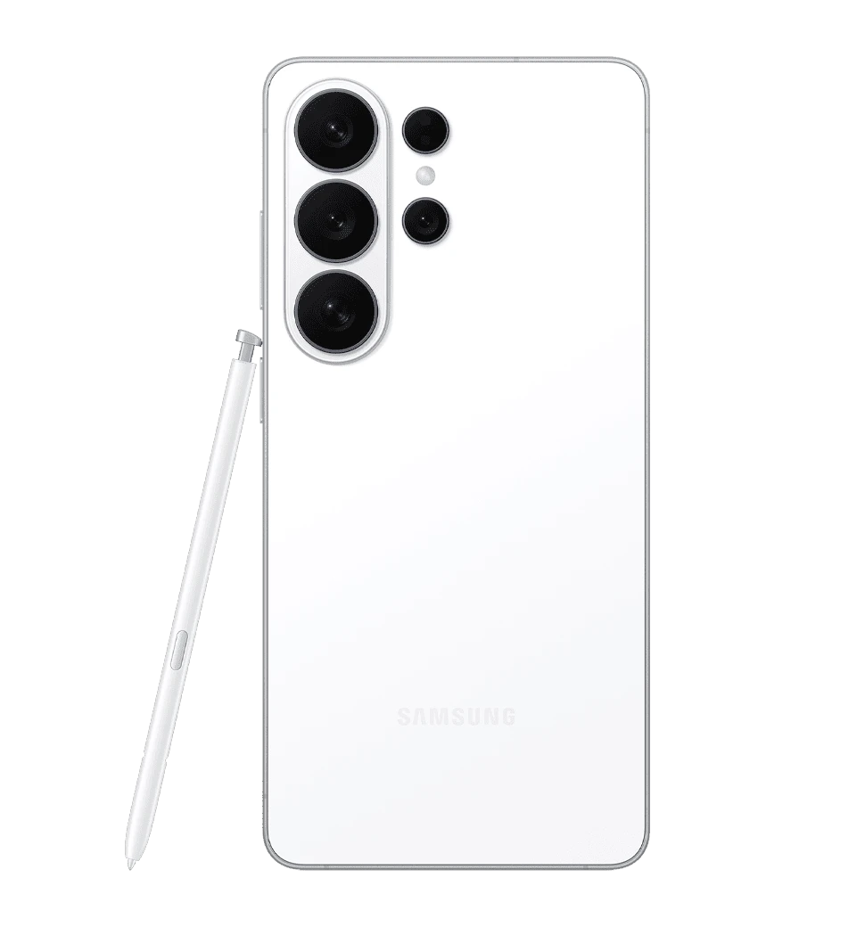Смартфон Samsung Galaxy S26 Ultra 12/256GB White (SM-S948BZWDEUC) вид ззаду із стилусом