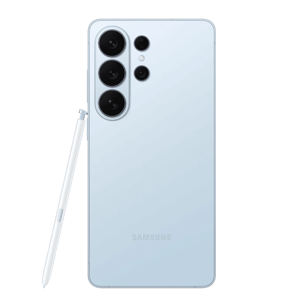 Смартфон Samsung Galaxy S26 Ultra 12/512GB Sky Blue (SM-S948BLBGEUC) вид ззаду із стилусом