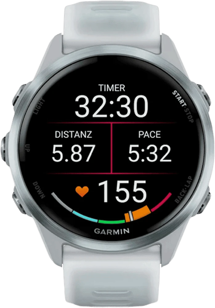 Спортивний годинник Garmin Forerunner 570 42mm Cloud Blue Aluminium with Translucent Whitestone/Cloud Blue Band (010-02970-01 передній вид