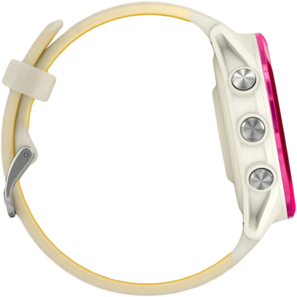 Спортивний годинник Garmin Forerunner 570 42mm Raspberry Aluminium with Translucent Bone/Mango Band (010-02970-02) боковий вид