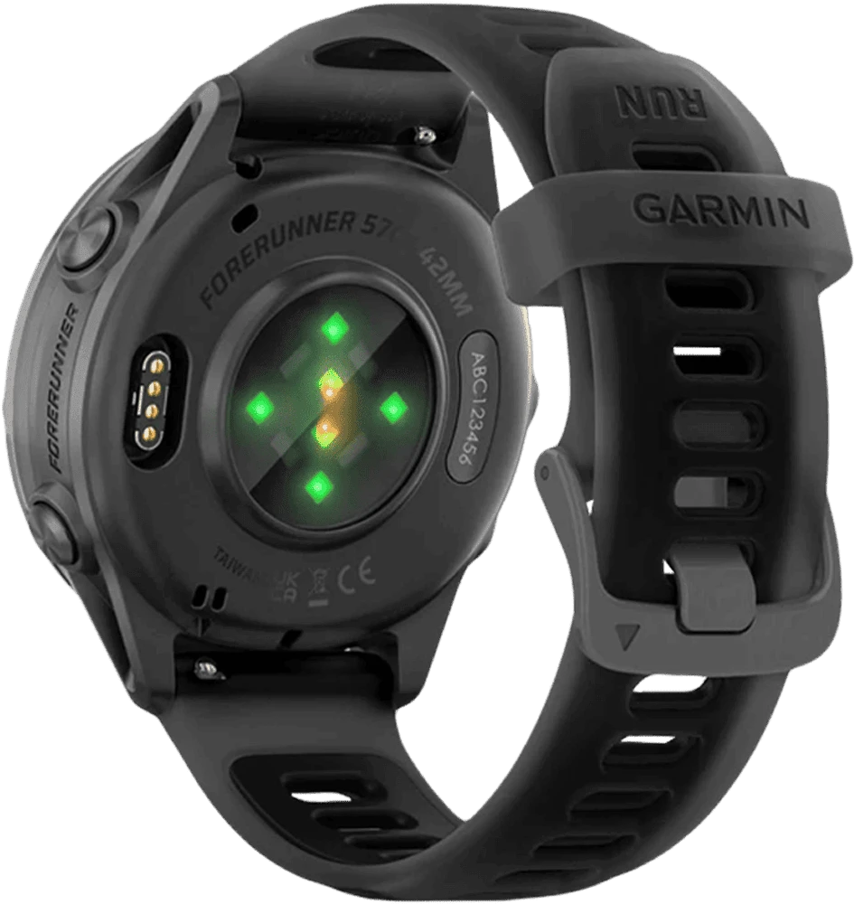 Спортивний годинник Garmin Forerunner 570 42mm Slate Grey Aluminium with Translucent Black/Black Band (010-02970-00) вид ззаду