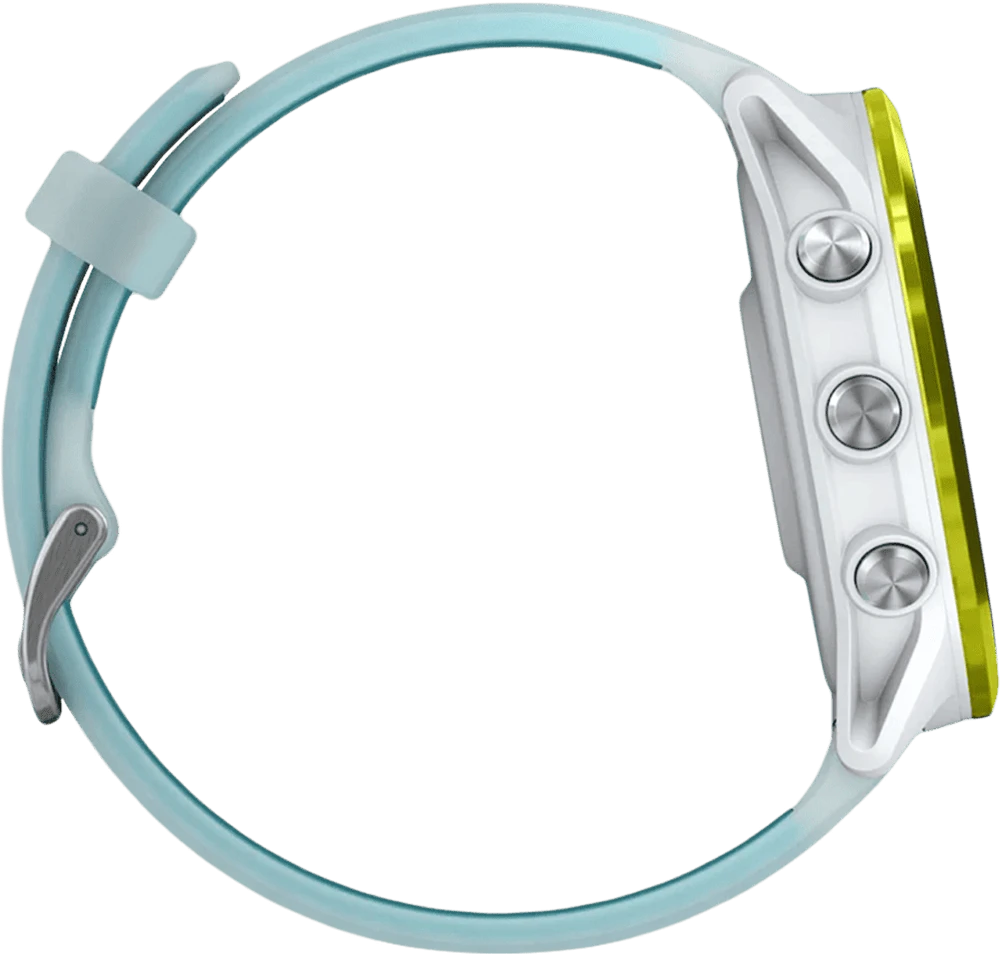 Спортивний годинник Garmin Forerunner 570  47mm Amp Yellow Aluminium with Translucent Whitestone/Turquoise Band (010-02971-01 боковий вид