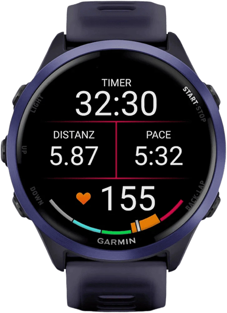 Спортивний годинник Garmin Forerunner 570  47mm Indigo Aluminium with Translucent Imperial Purple/Indigo Band (010-02971-02) передній вид