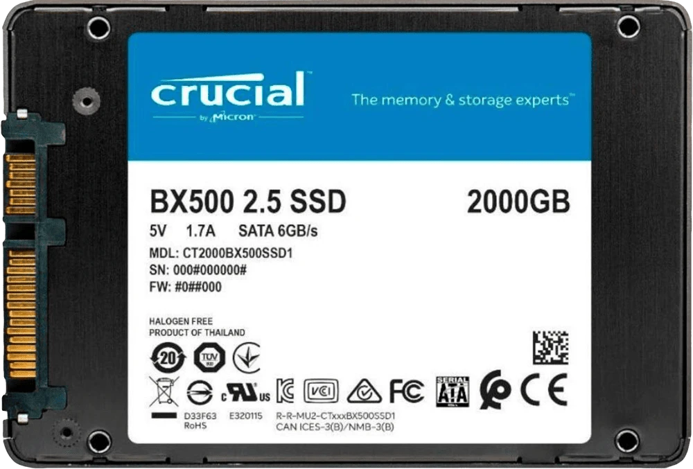SSD-накопичувач Crucial BX500 2 TB (CT2000BX500SSD1) задній вид