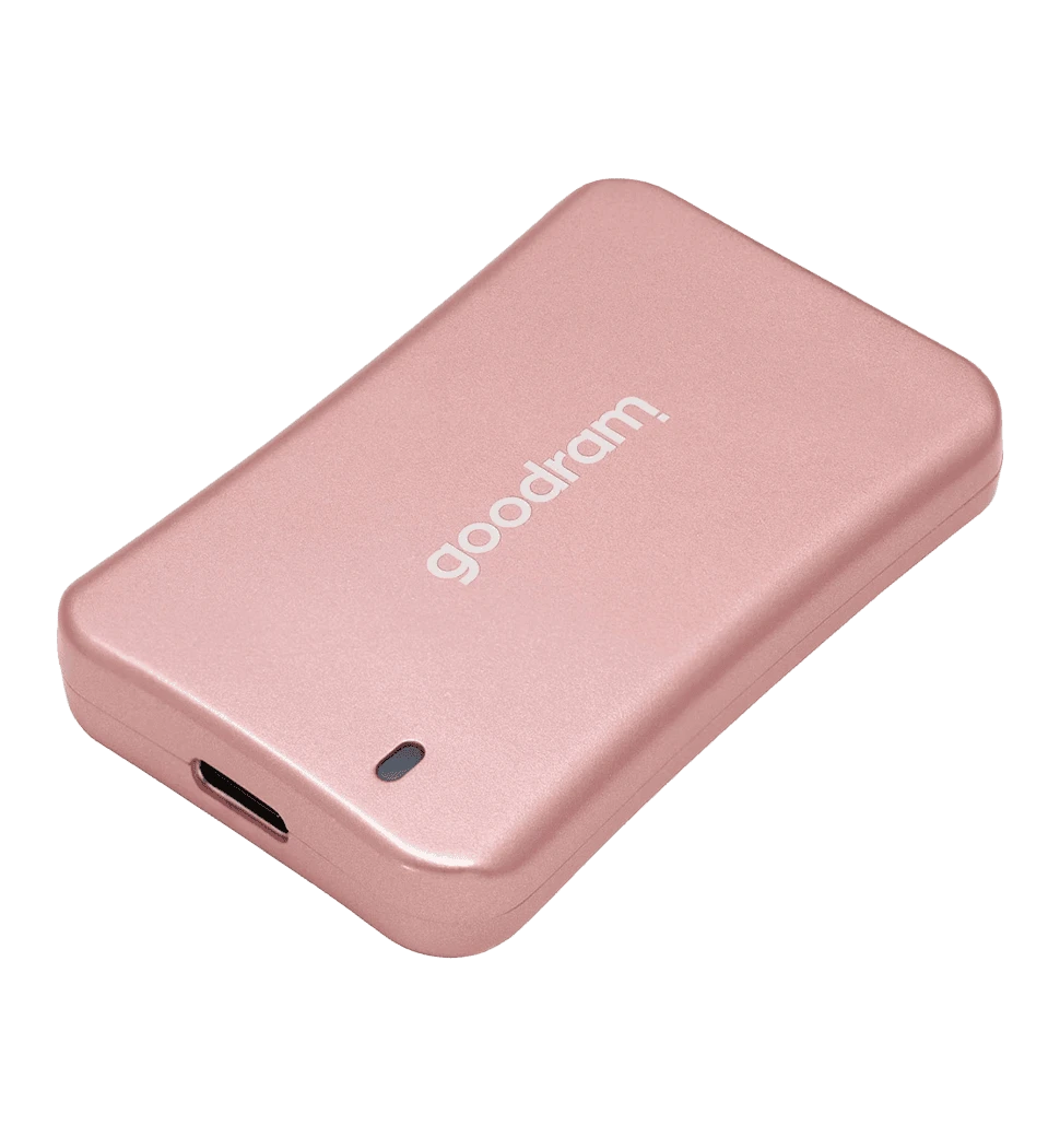 ssd зовнішній GOODRAM 1TB HX200 ROSE GOLD USB TYPE-C + A (SSDPR-HX200-1K0-RG) боковий вид