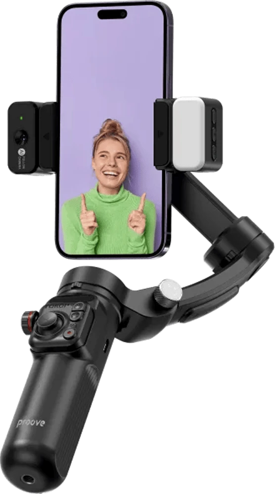 Стабилизатор Proove Vector Gimbal Stabilizer black вид з телефоном