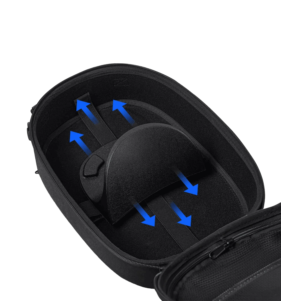 Сумка-чохол JSAUX BG0114 для VR-гарнітури: Vision Pro, Quest 2, Quest 3, PS VR, PS VR2 фото у відкритому вигляді