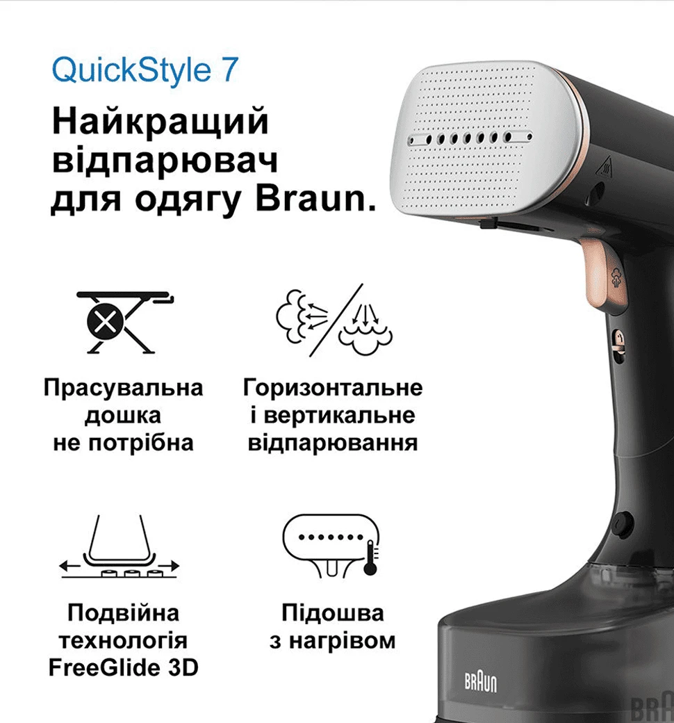 Відпарювач BRAUN GS 7077 BK особливості