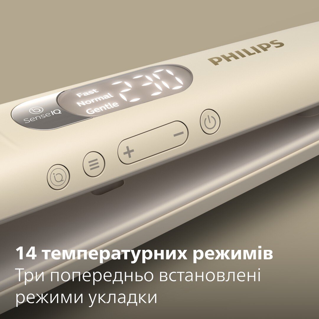 Випрямляч для волосся PHILIPS BHS838/00 SenseIQ серії 8000 вид дисплею та кнопок
