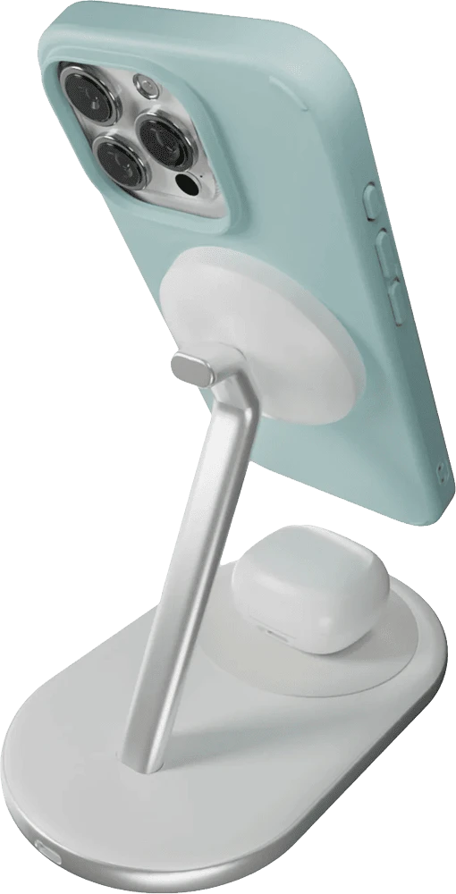 Зарядна станція Puro Qi2 2 in 1 Mag Wireless Charging Stand PUFCCSQIMAG5WHI вид задня сторона