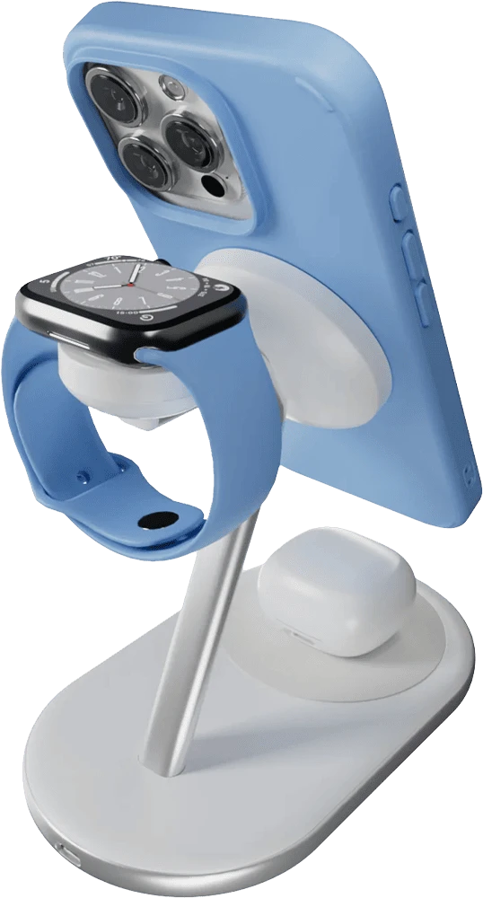 Зарядна станція Puro Qi2 3 in 1 Mag Wireless Charging Stand PUFCCSQIMAG6AWWHI задній вид