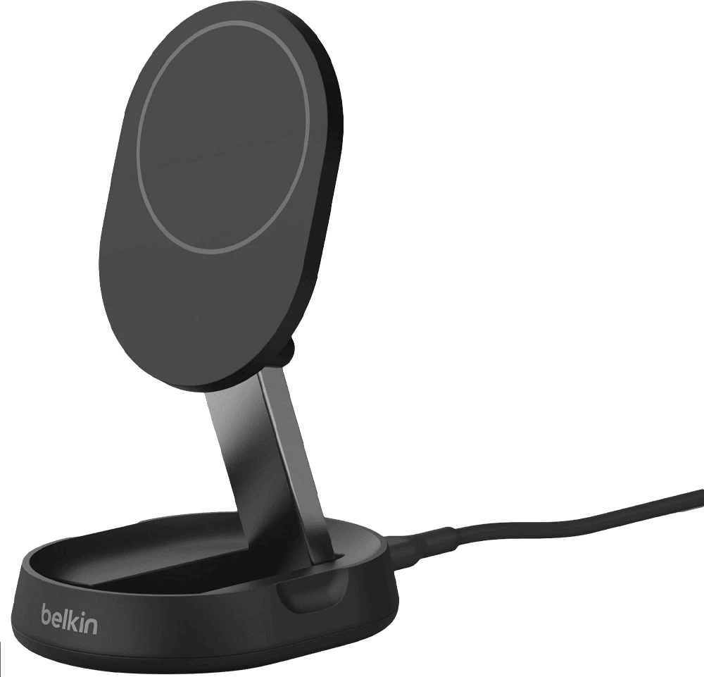 Зарядний пристрій бездротовий Belkin 15Вт Magnetic Stand Qi2, адаптер 20Вт USB-C, чорний головно