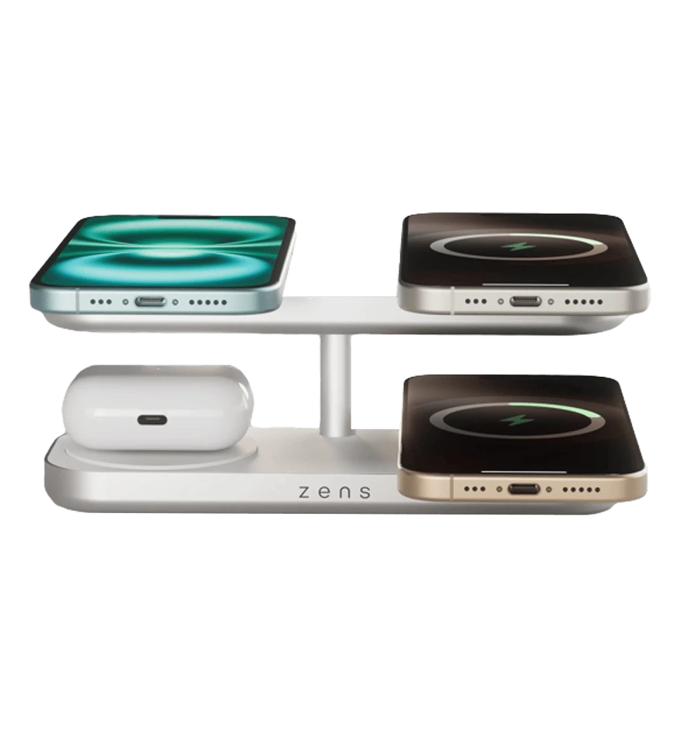 Зарядний пристрій Zens Quattro Pro 4 White (ZEQC01W/00) фото в процесі роботи