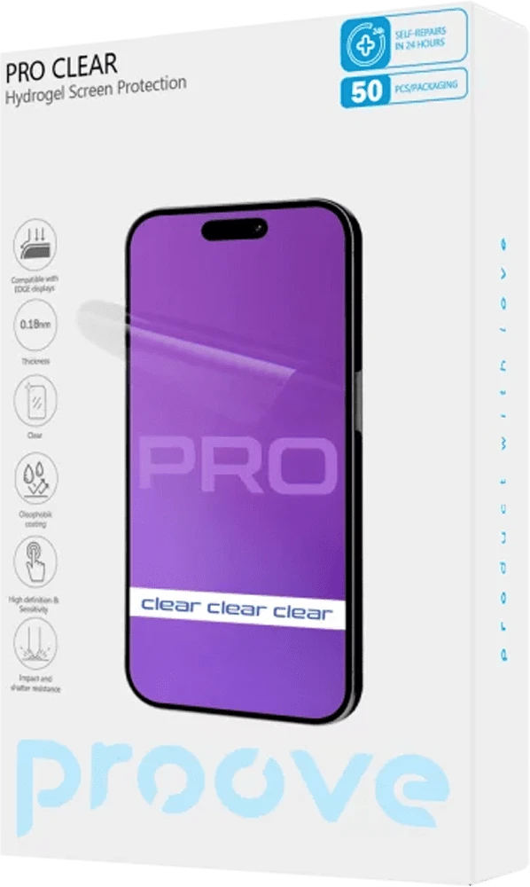 Захисна гідрогелева плівка Proove Hydrogel Screen Protection PRO Clear фото коробки