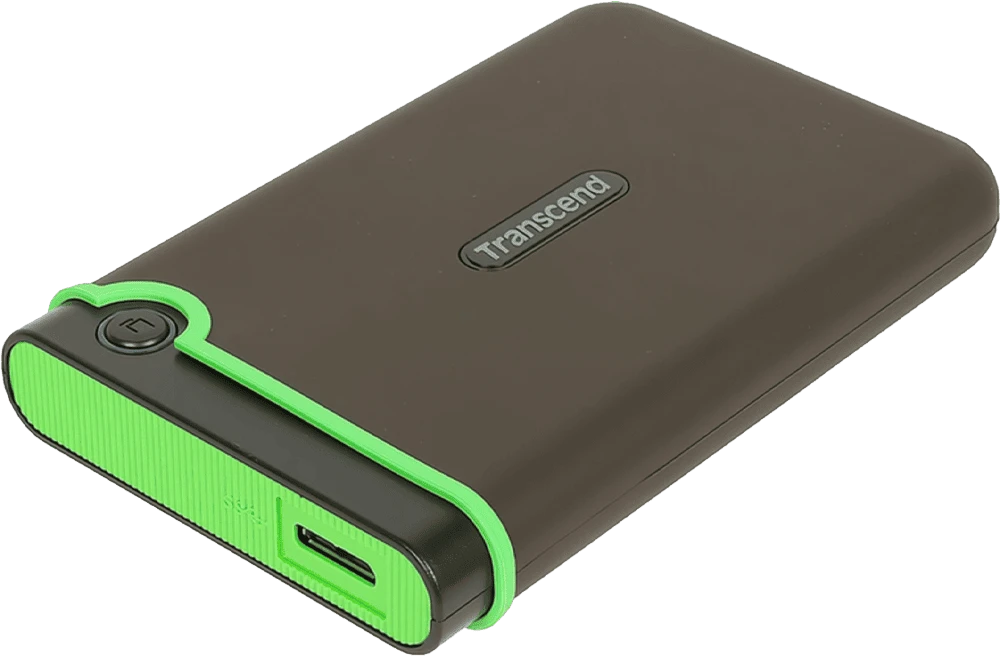 Зовнiшнiй ЖД External 2.5'' Transcend USB 3.1 25M3S 2Tb Iron Gray SATA передній вид